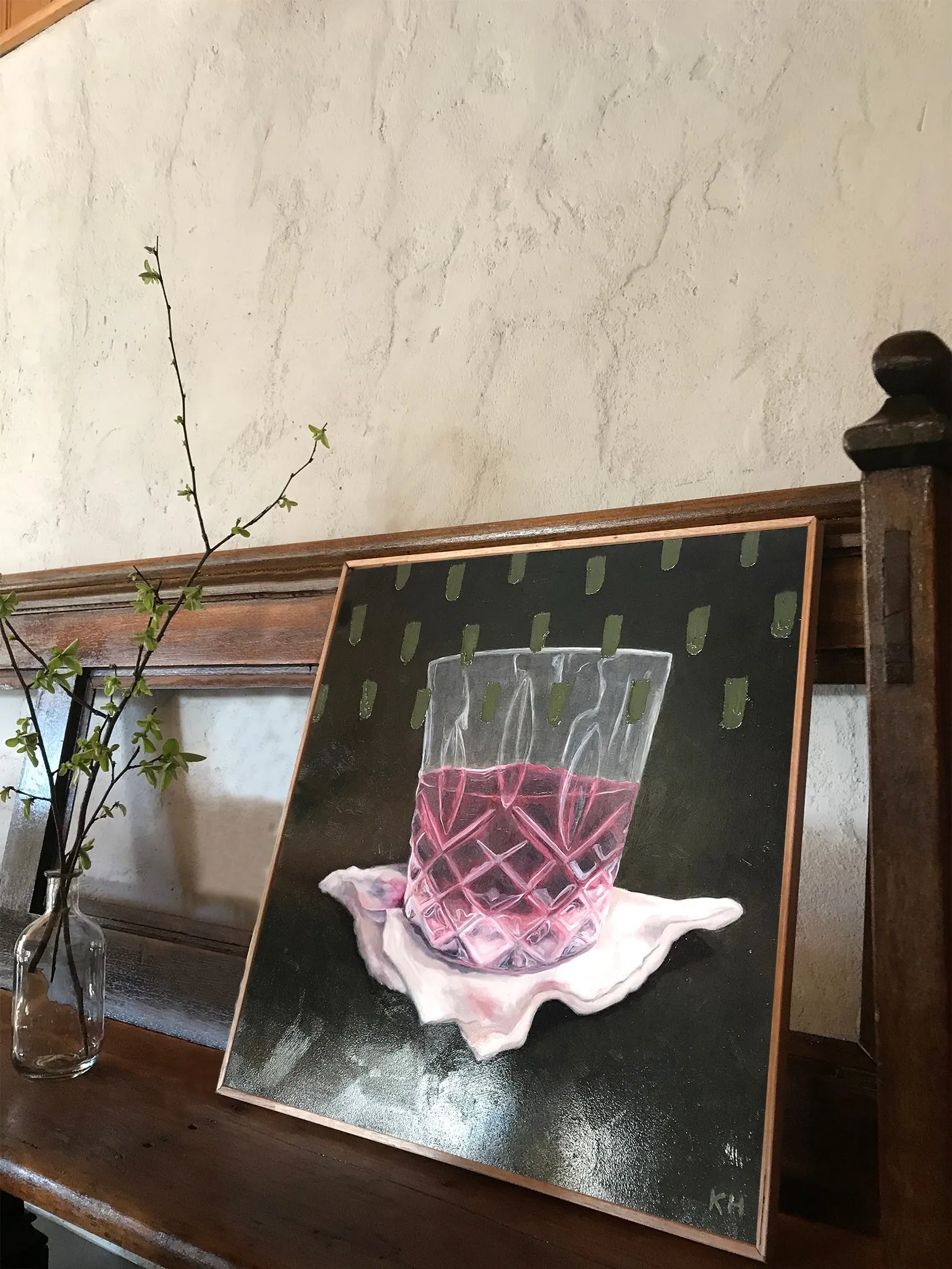 • ORIGINAL OIL PAINTING • 'Red Wine, Napkin, Leaves'