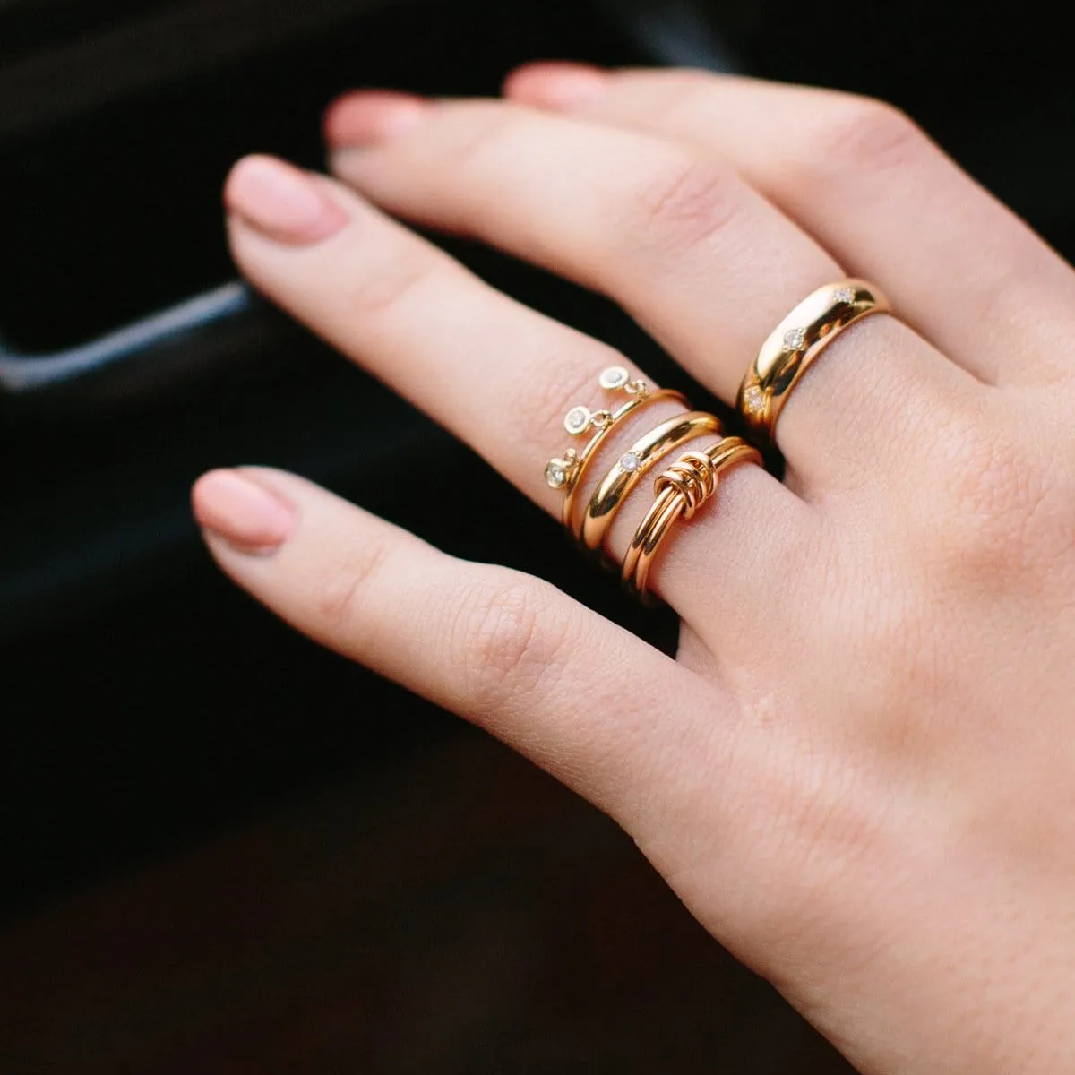 14k Gold Ring With Single Star Set Diamond