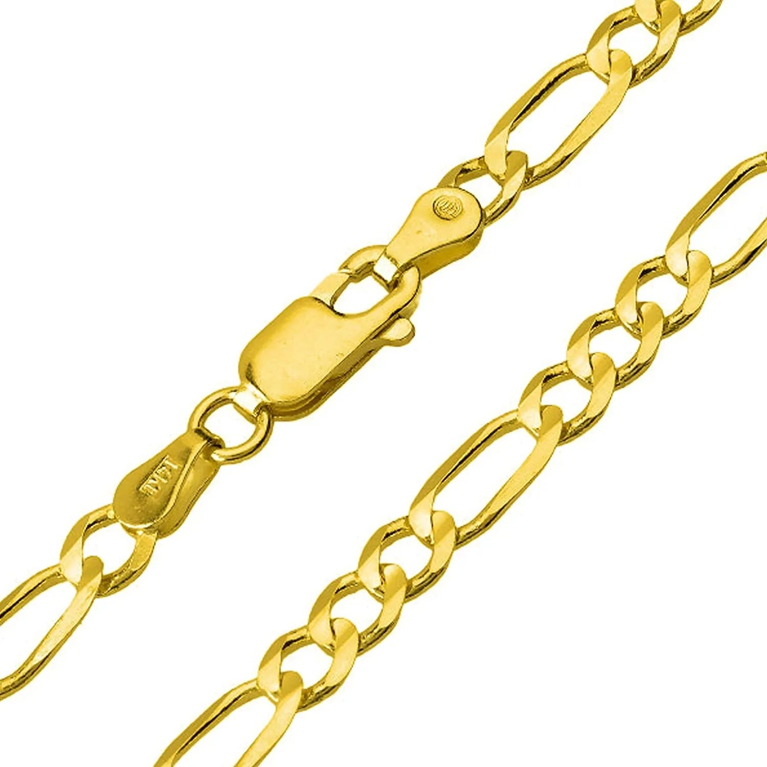 14K Two Tone Gold Plain Celtic Trinity Cross with Triquetra Symbol Pendant Figaro Chain Necklace