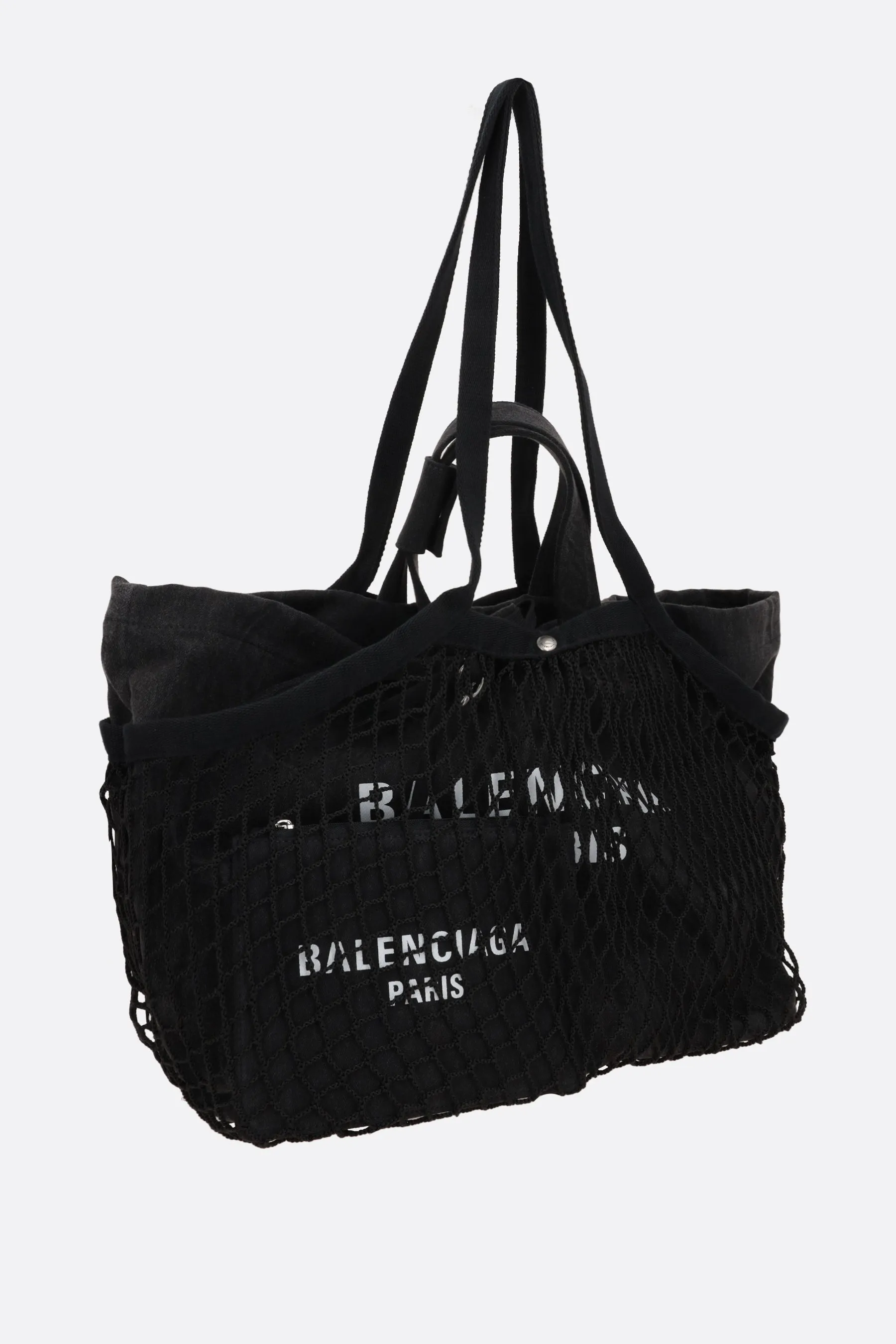 24/7 medium canvas and fishnet tote bag