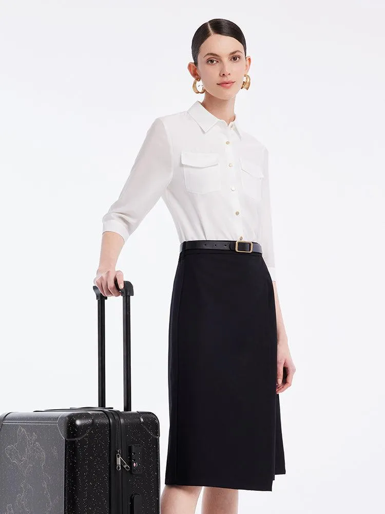 Acetate Shirt Set With Leather Belt