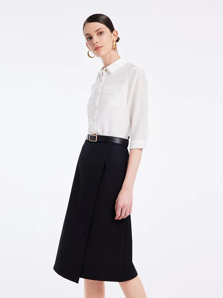 Acetate Shirt Set With Leather Belt