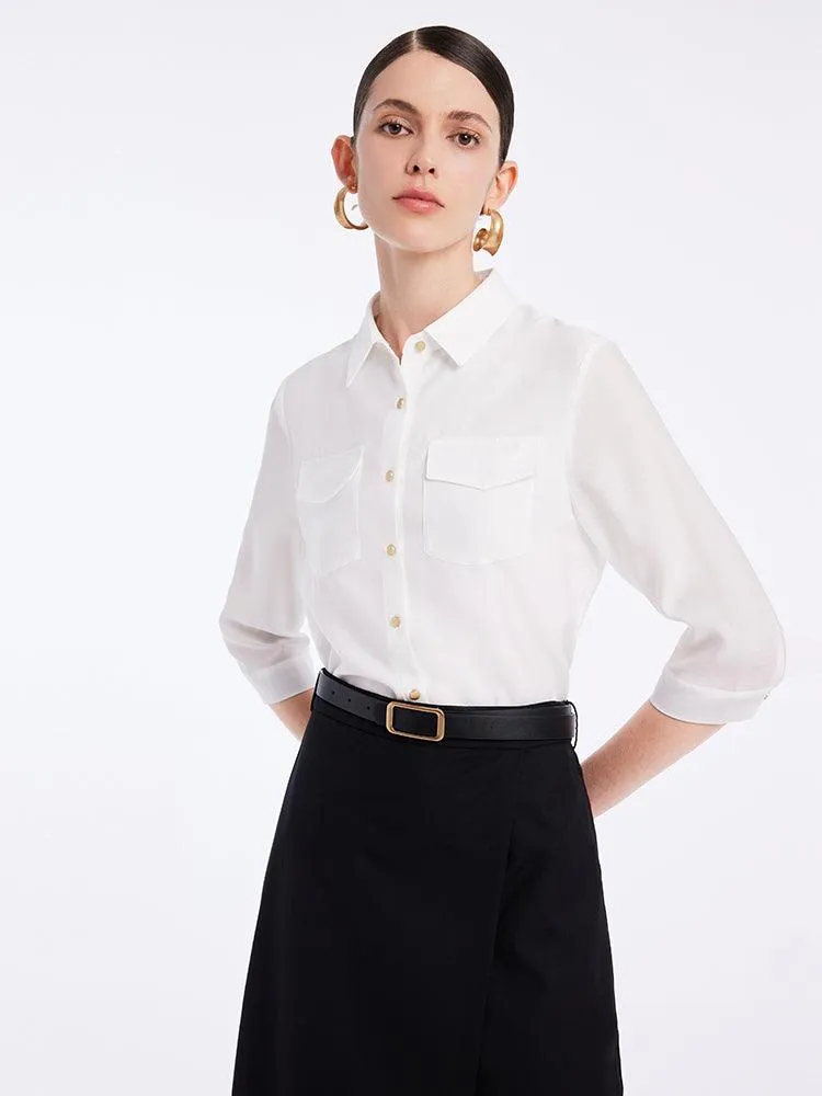 Acetate Shirt Set With Leather Belt