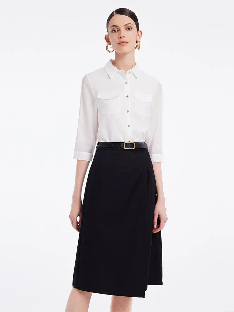 Acetate Shirt Set With Leather Belt