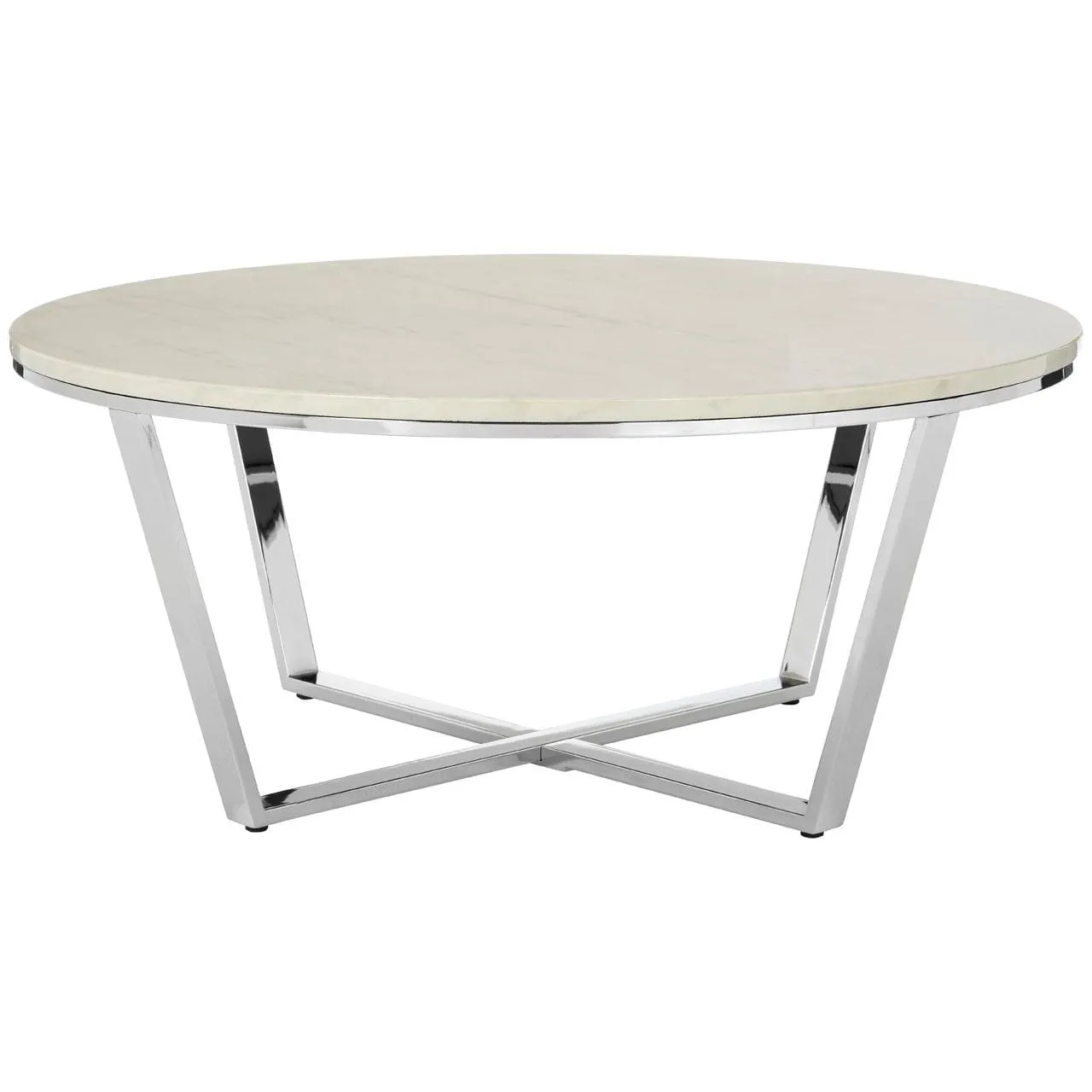 Allez Round White Faux Marble Coffee Table