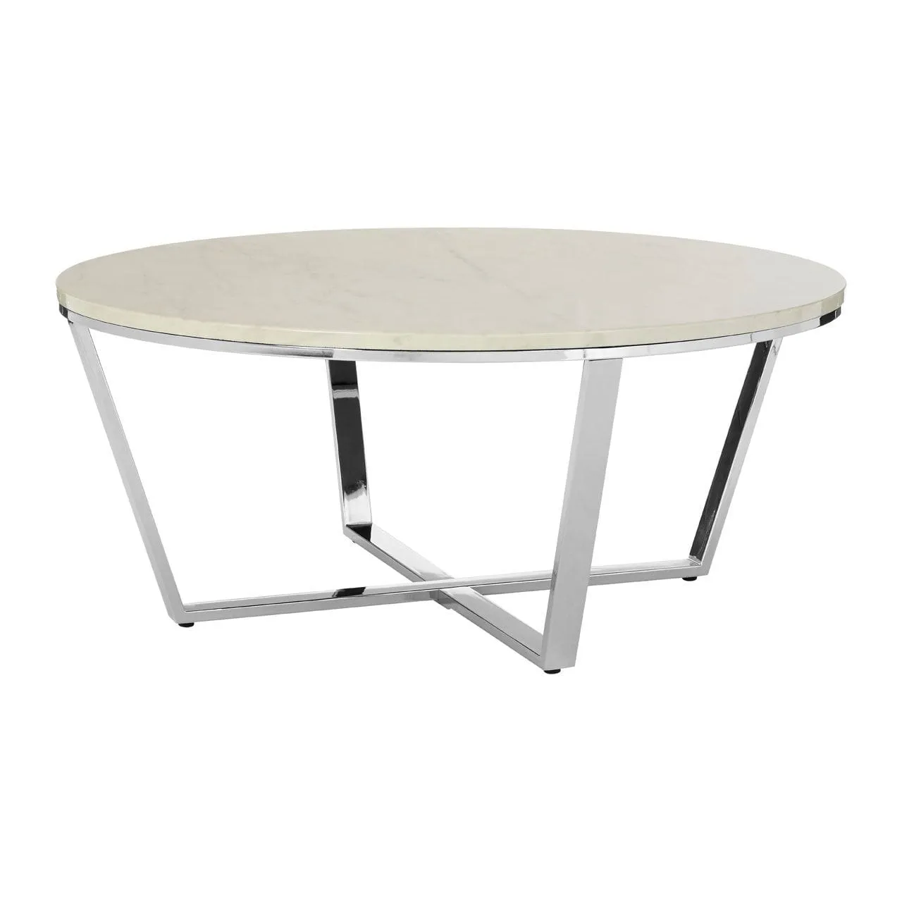 Allez Round White Faux Marble Coffee Table