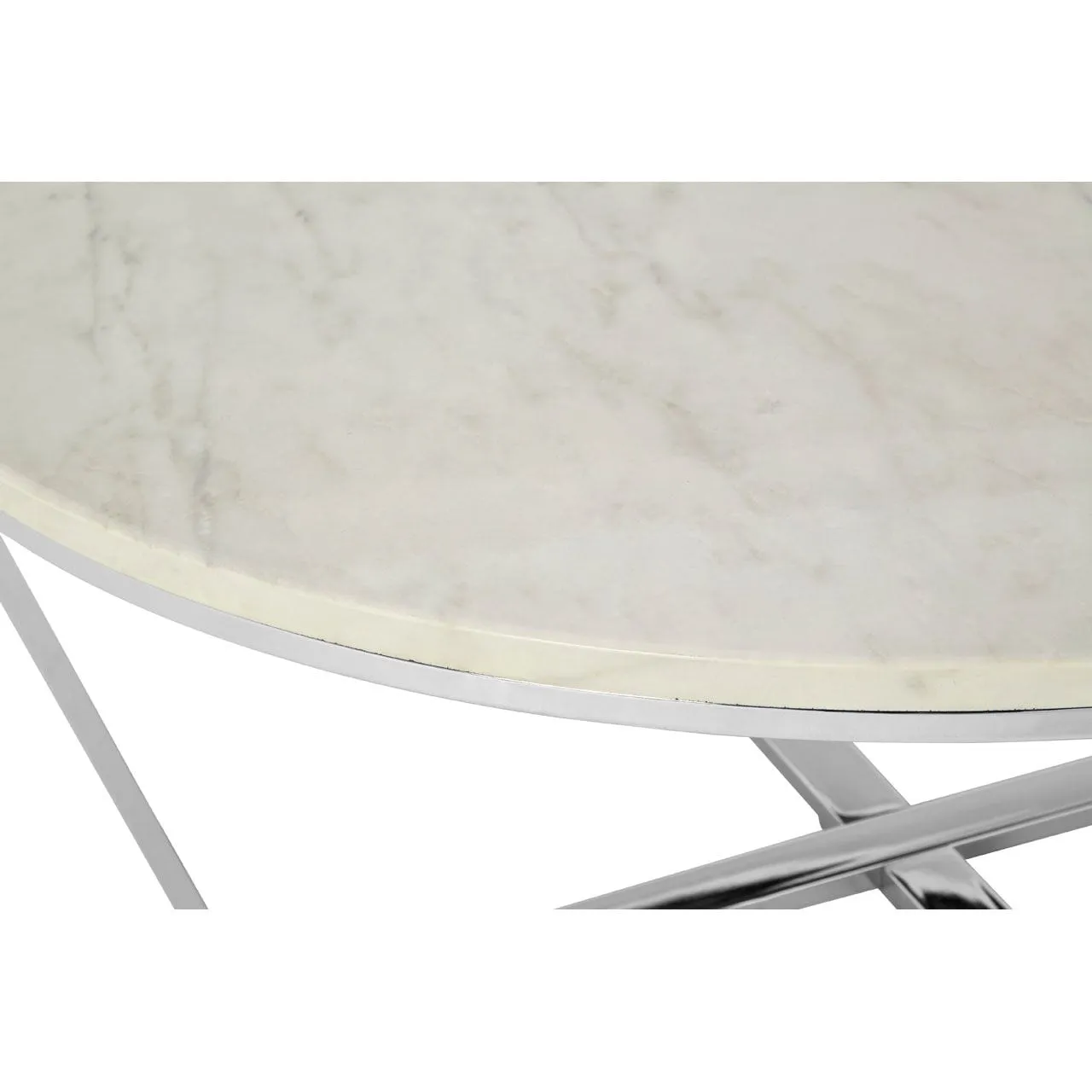 Allez Round White Faux Marble Coffee Table