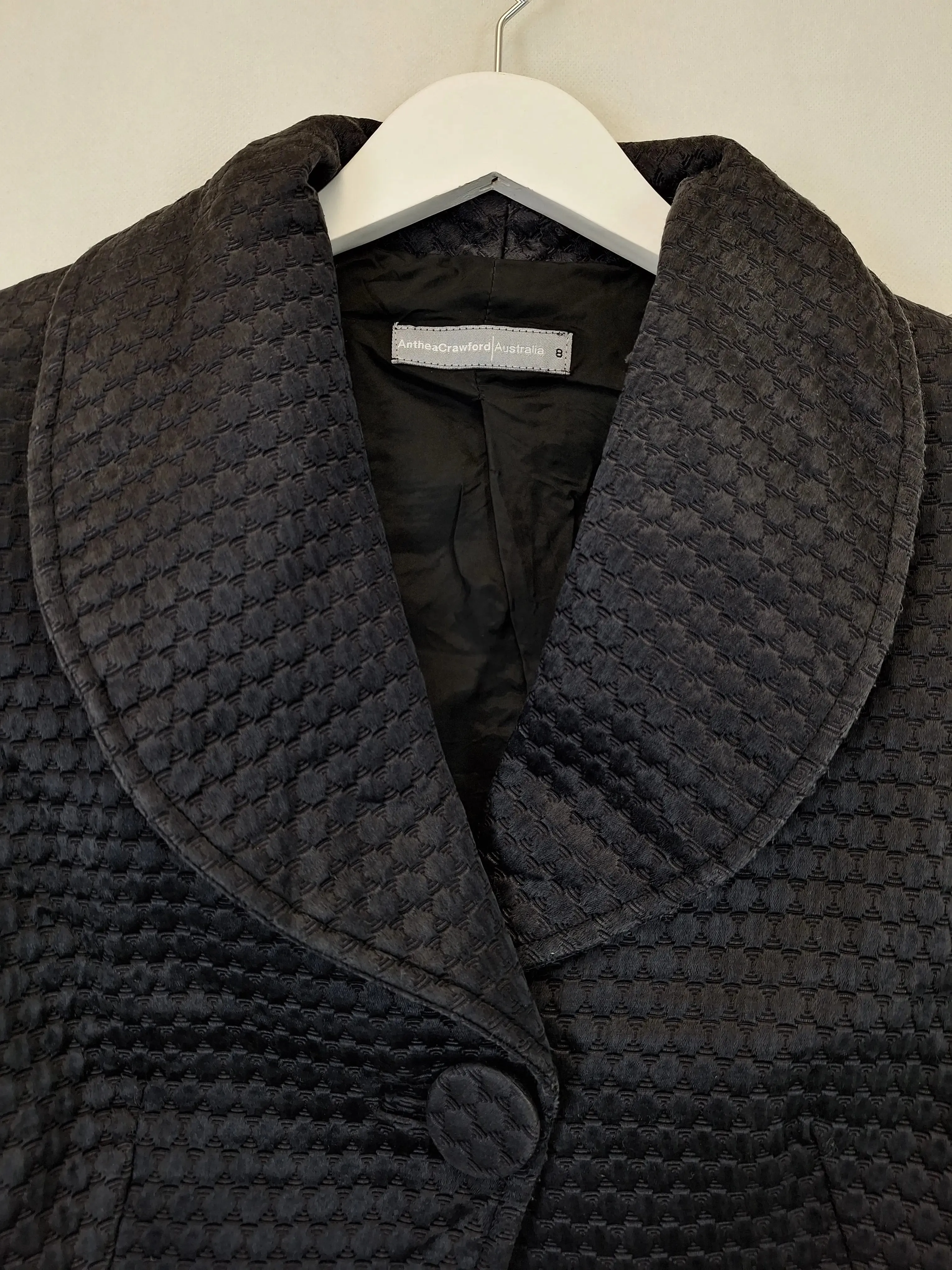 Anthea Crawford Cropped Jacquard Evening Jacket Size 8