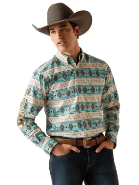 Ariat 10047347 Mens Team Cruz Fitted Shirt Sandshell Teal
