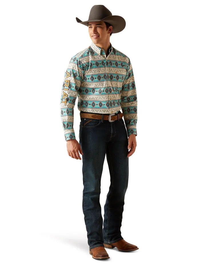 Ariat 10047347 Mens Team Cruz Fitted Shirt Sandshell Teal