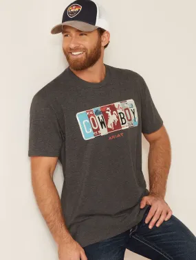 Ariat 10047881 Mens License Plate Cowboy T-Shirt Charcoal Heather