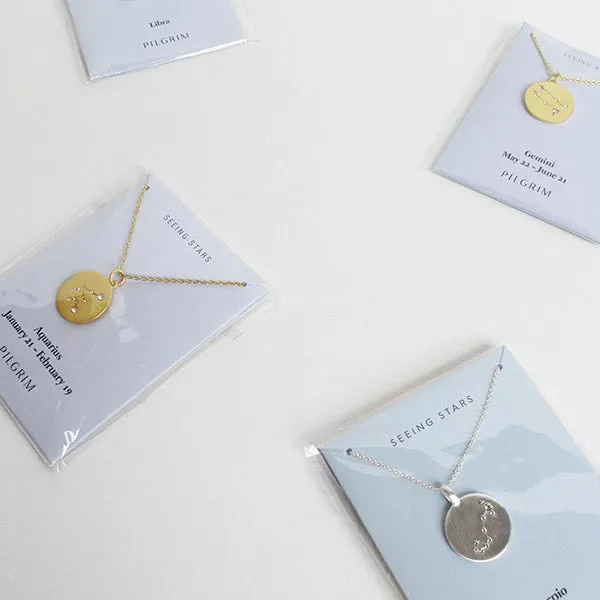 ARIES Zodiac Sign Coin Necklace, gold-plated
