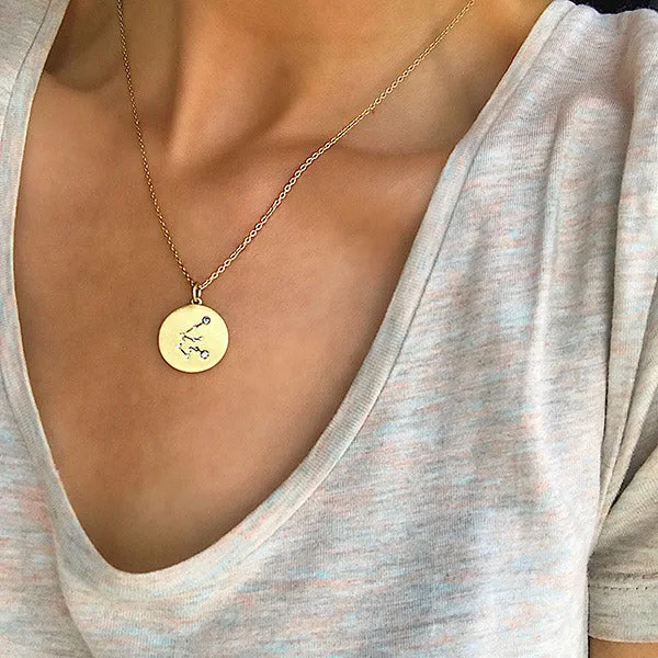 ARIES Zodiac Sign Coin Necklace, gold-plated