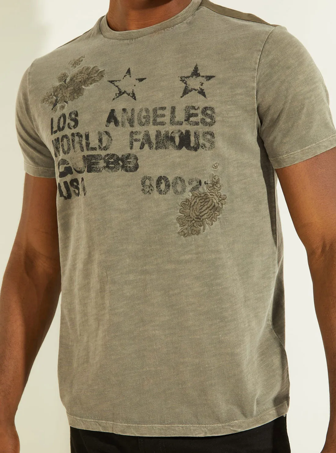 Army Olive David Embroidered T-Shirt