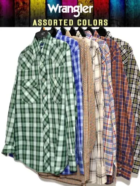 Assorted Wrangler Mens Western Long Sleeve Plaid Shirt 75204PP - 75932PP