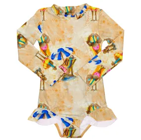 Beach Emu Girls Long Sleeve Back Zip Swimmers