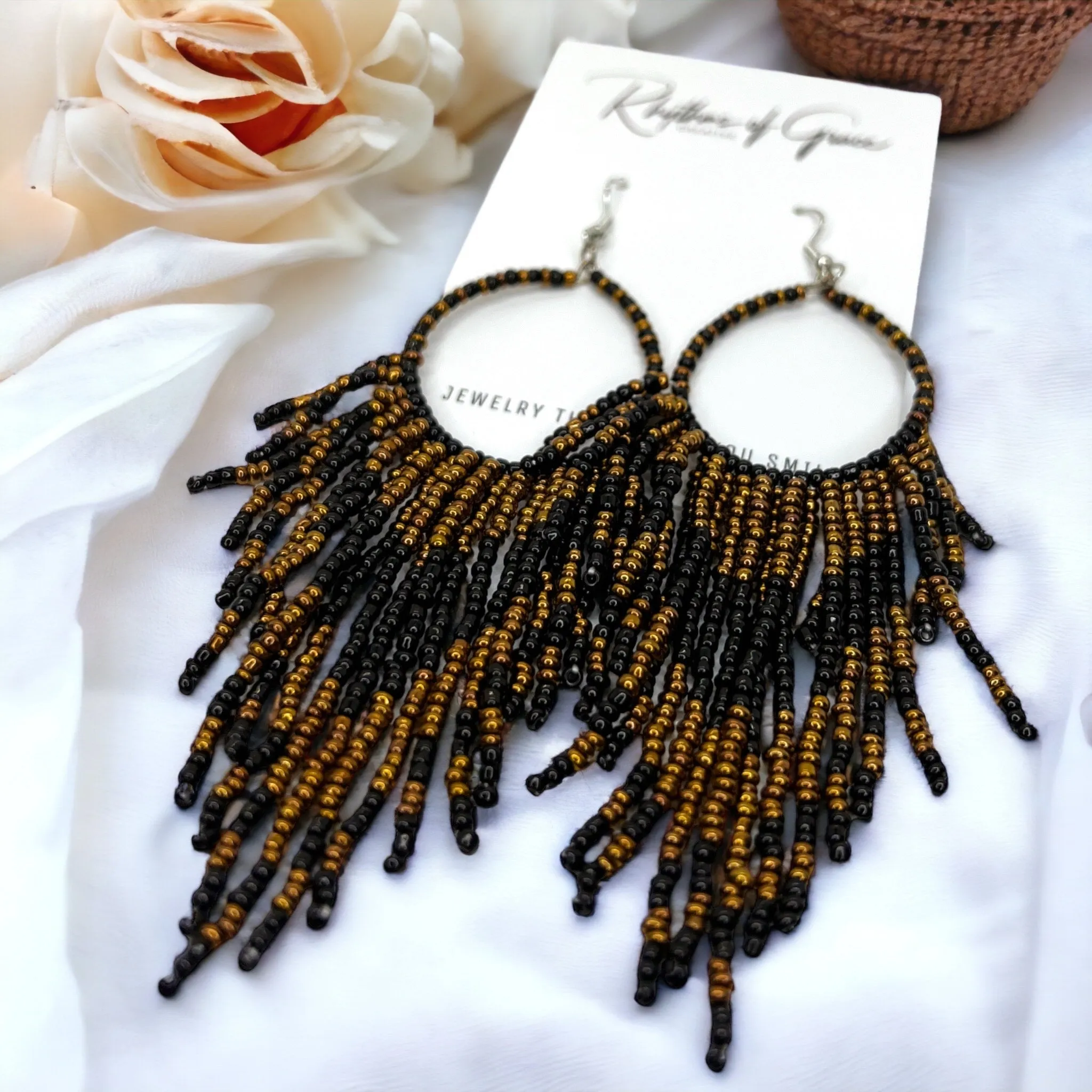 Beaded Boho Earrings - Bohemian Earrings, Beaded Earrings, Boho Chic, Beaded Accessories