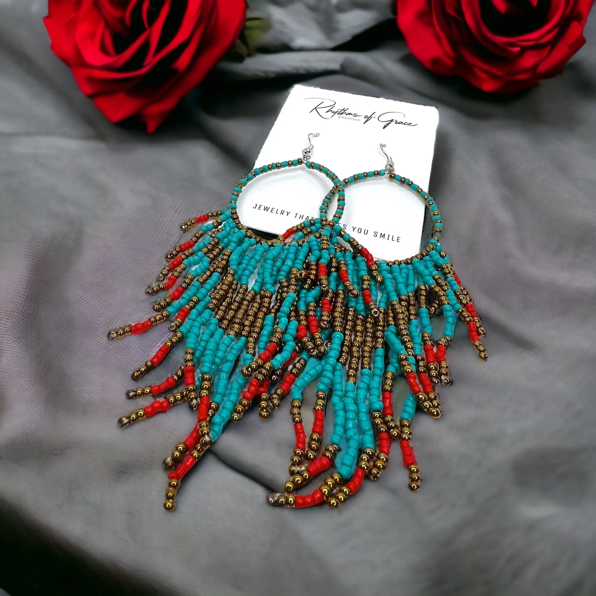 Beaded Boho Earrings - Bohemian Earrings, Beaded Earrings, Boho Chic, Beaded Accessories