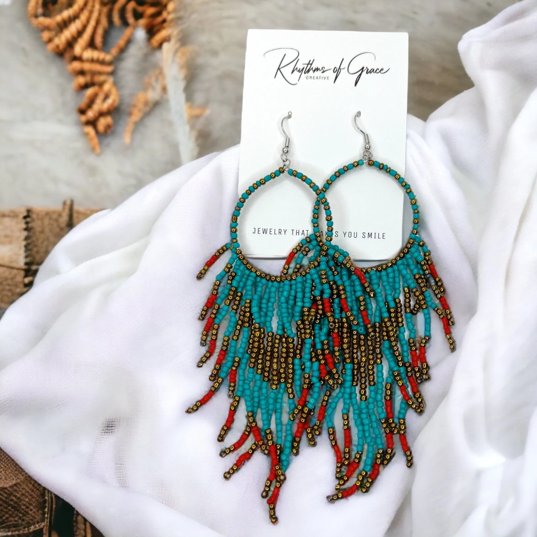 Beaded Boho Earrings - Bohemian Earrings, Beaded Earrings, Boho Chic, Beaded Accessories