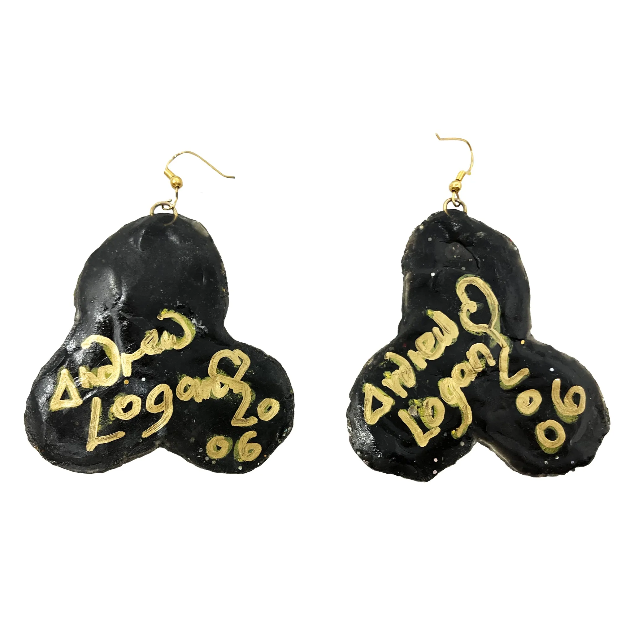BLACK AND GOLD CLOVER / HIVE EARRINGS, 2006
