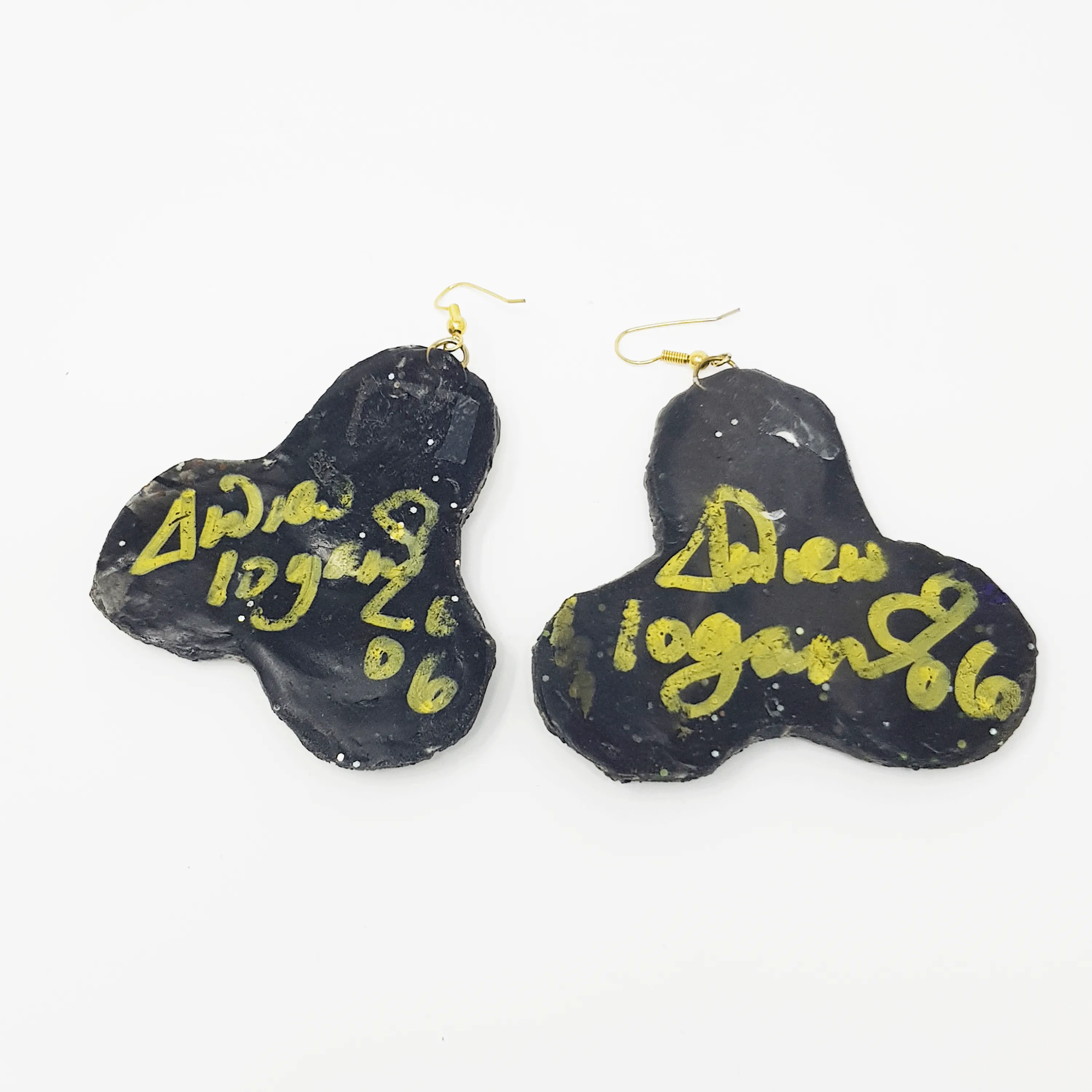 BLACK AND GOLD CLOVER / HIVE EARRINGS, 2006