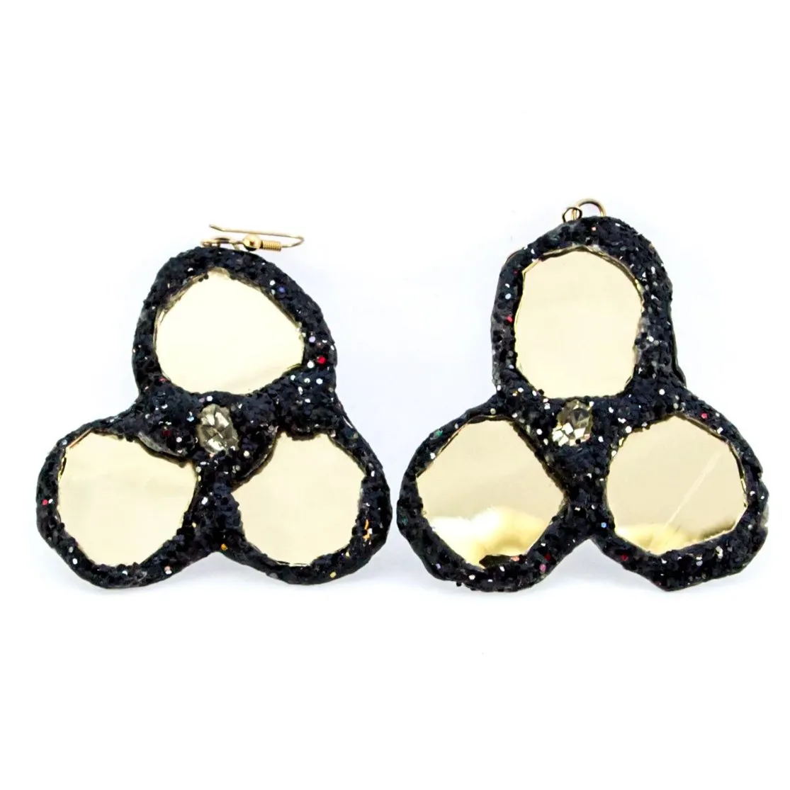 BLACK AND GOLD CLOVER / HIVE EARRINGS, 2006