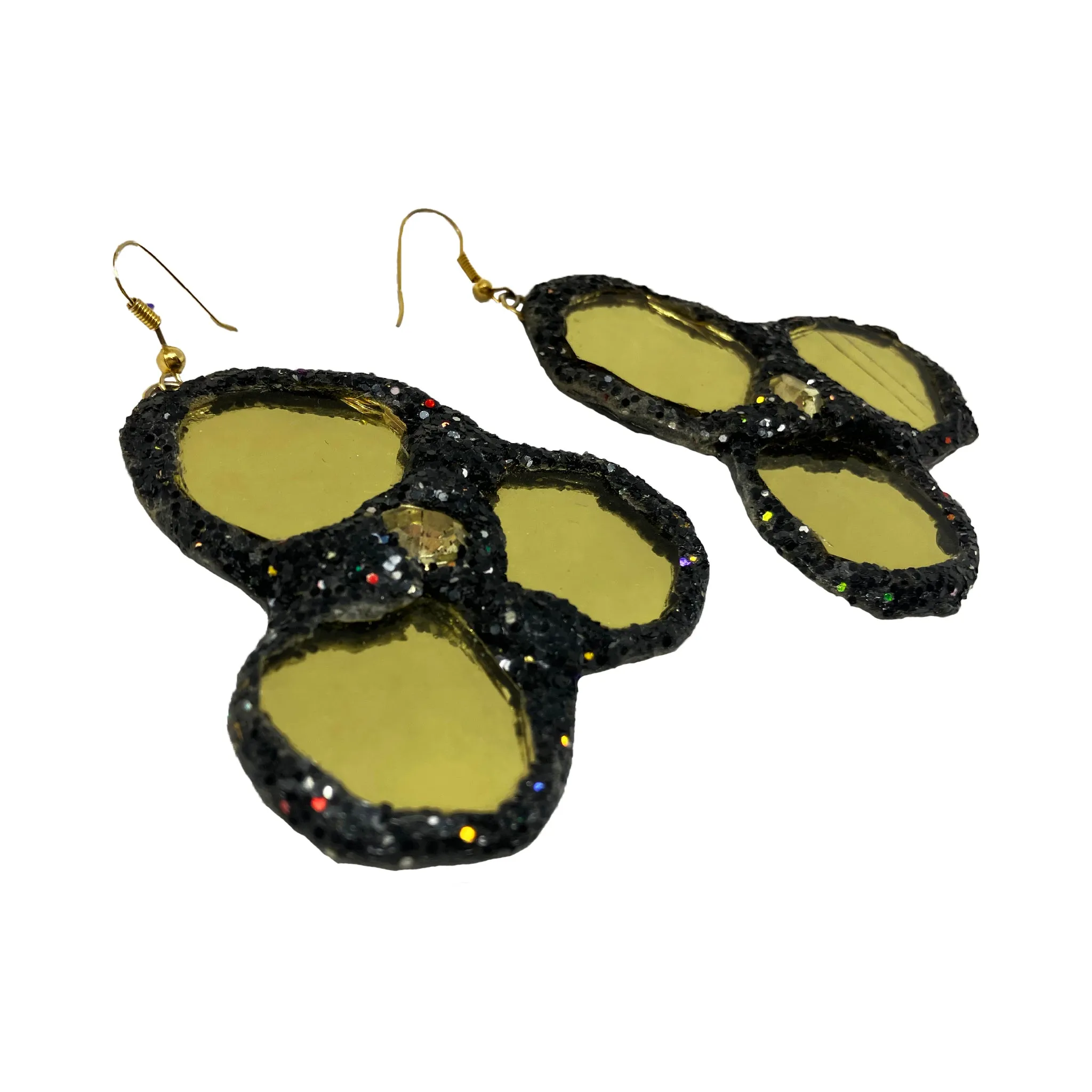 BLACK AND GOLD CLOVER / HIVE EARRINGS, 2006