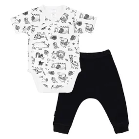 Black N White | Wrap Bodysuit & Harem Pant Set