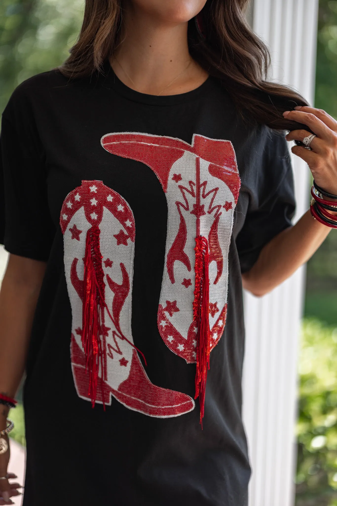 Black Sequined Cowboy Boot Dress