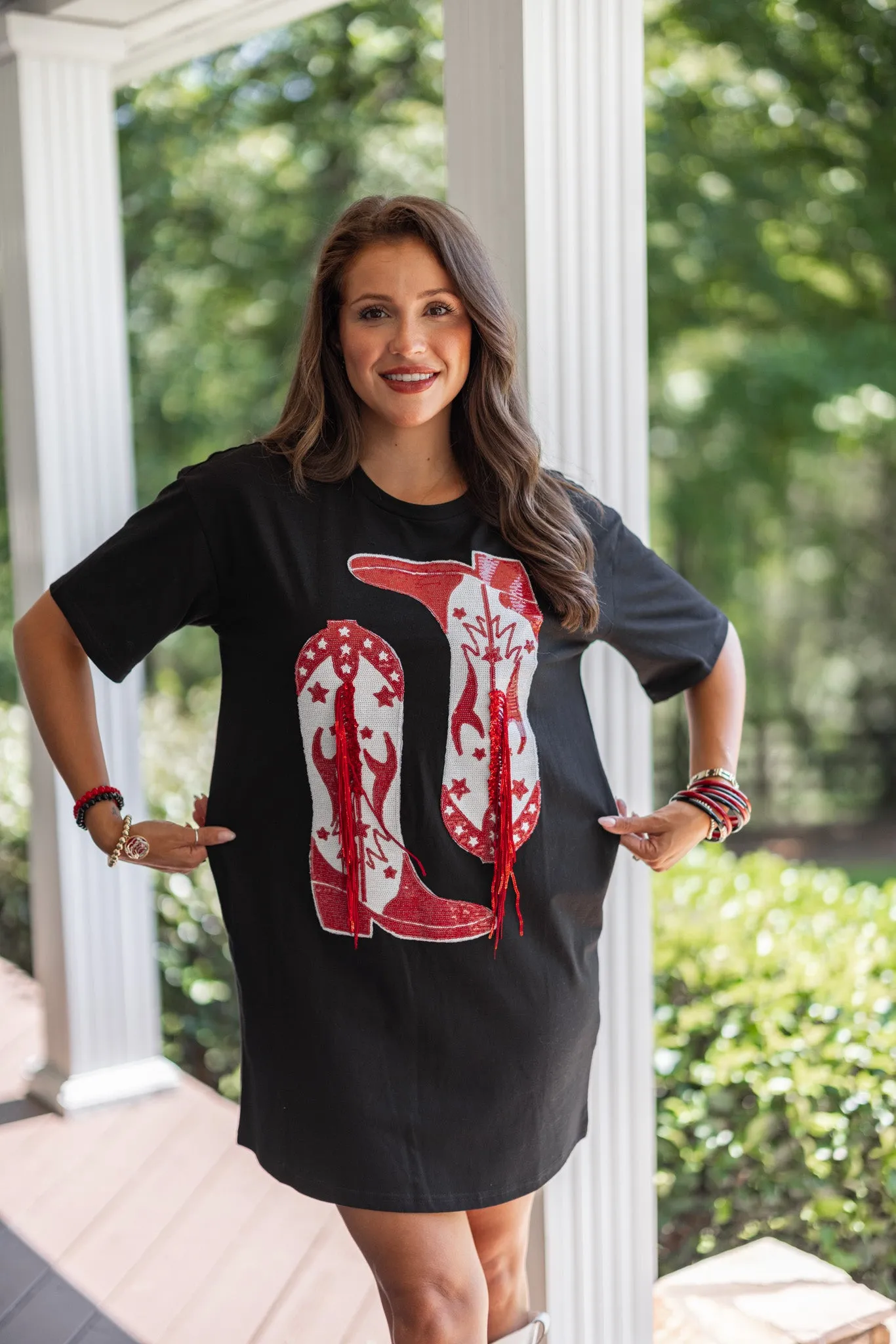 Black Sequined Cowboy Boot Dress