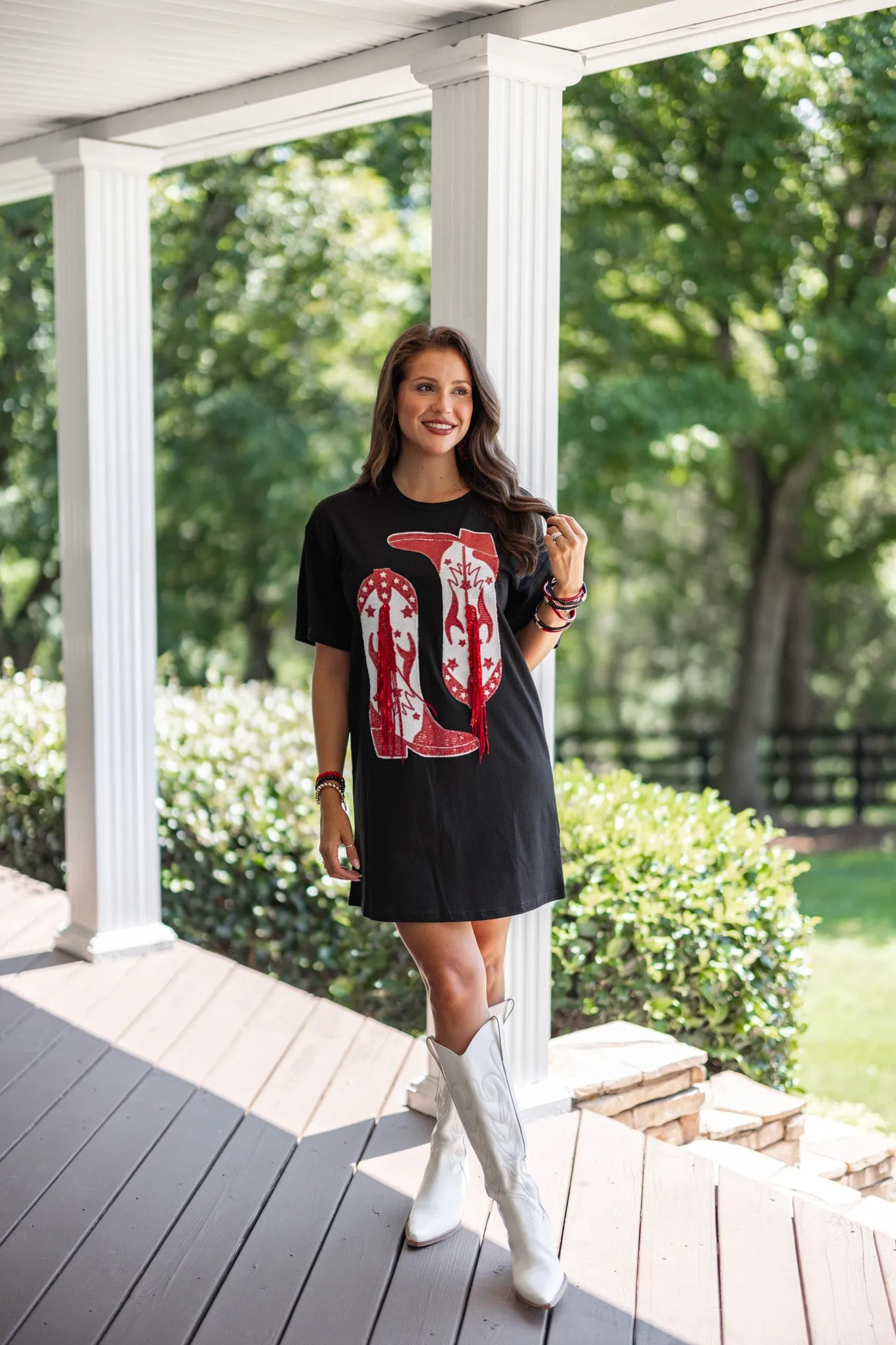 Black Sequined Cowboy Boot Dress