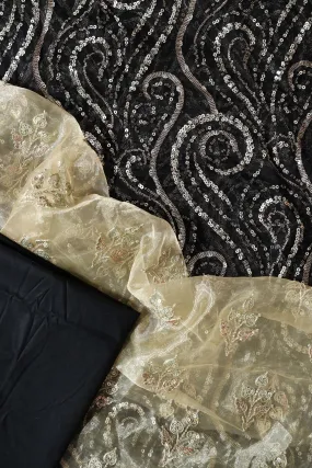 Black Unstitched Suit Set (3 Piece)