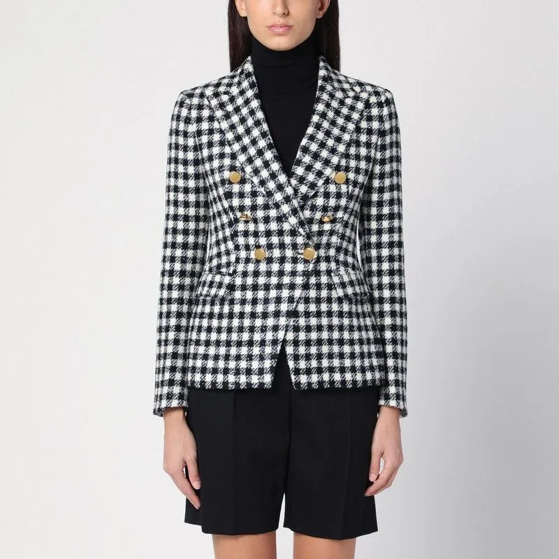 BLACK/WHITE DOUBLE-BREASTED CHECKED JACKET