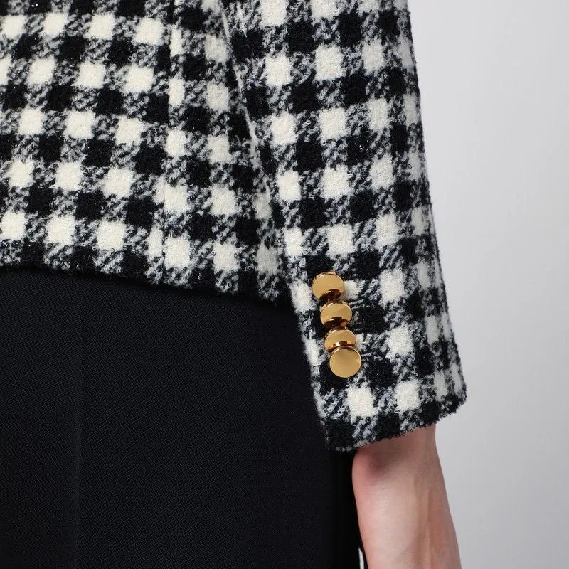 BLACK/WHITE DOUBLE-BREASTED CHECKED JACKET