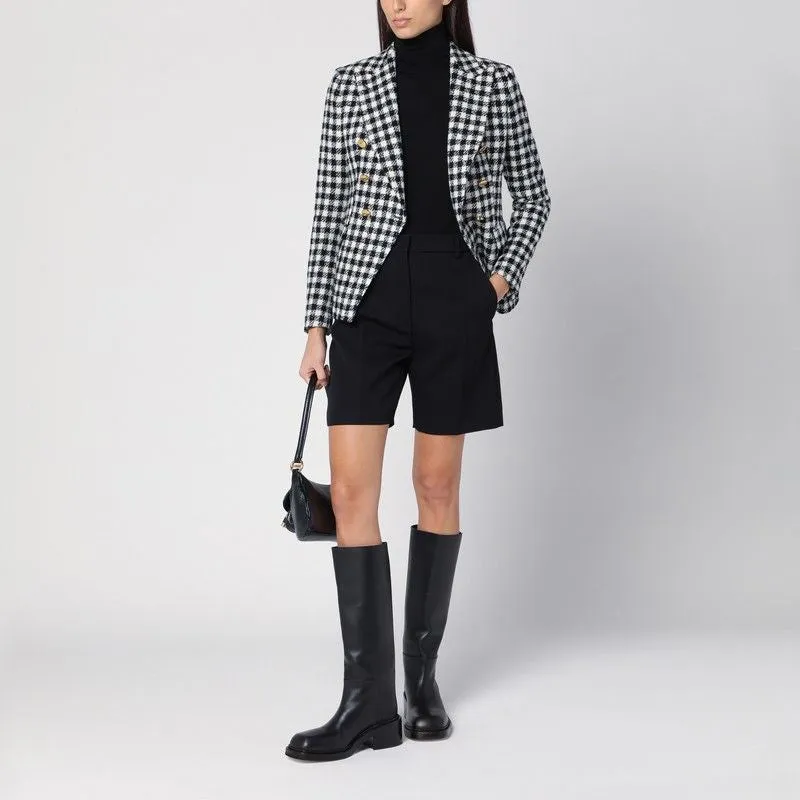 BLACK/WHITE DOUBLE-BREASTED CHECKED JACKET