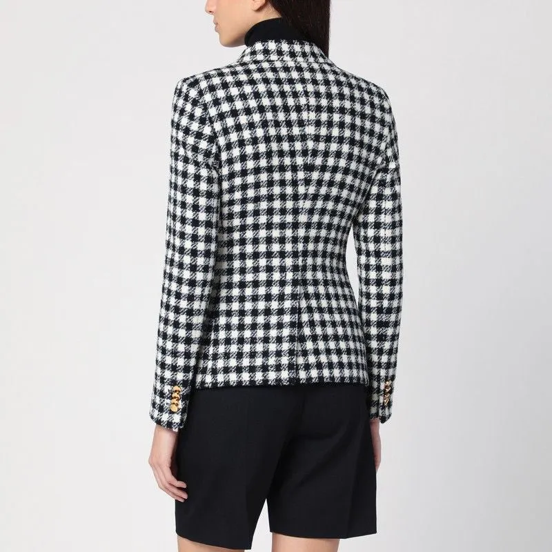 BLACK/WHITE DOUBLE-BREASTED CHECKED JACKET