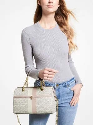 Blaire Medium Logo Stripe Satchel