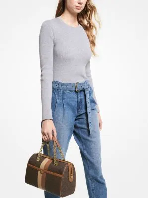 Blaire Medium Logo Stripe Satchel