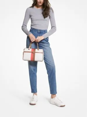 Blaire Medium Logo Stripe Satchel