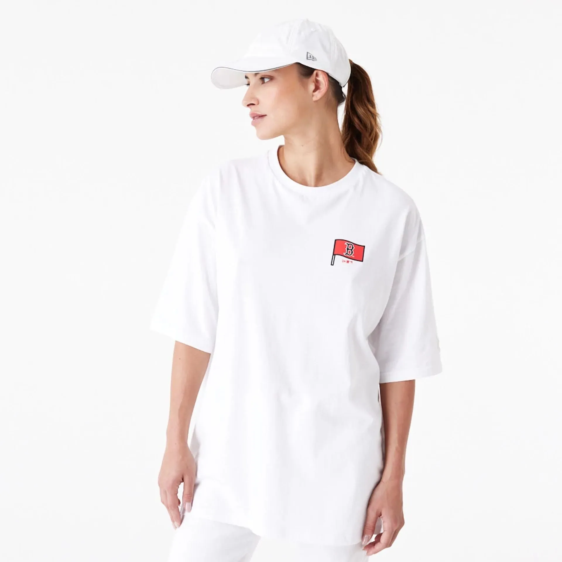Boston Red Sox MLB Burger Graphic White Oversized T-Shirt