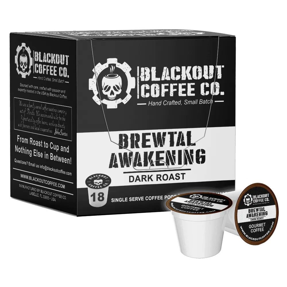 BREWTAL AWAKENING DARK ROAST COFFEE PODS 18CT