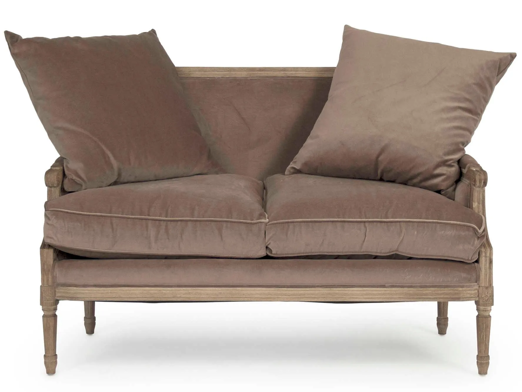 Brown Velvet French Louis Settee