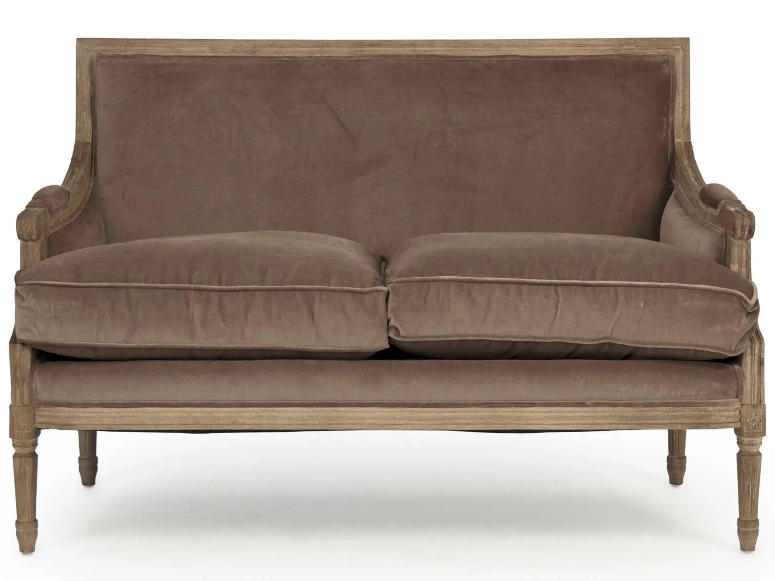 Brown Velvet French Louis Settee