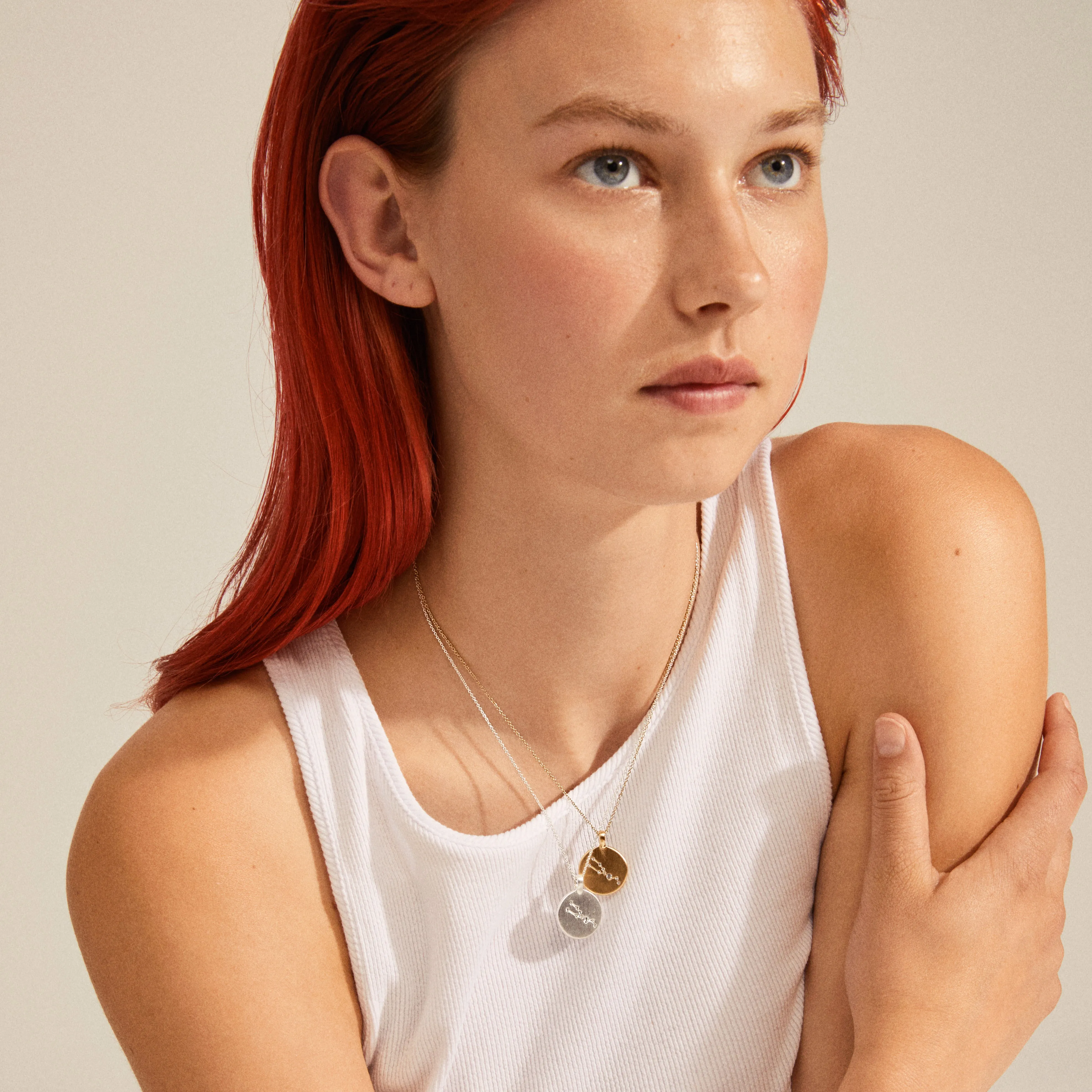 CANCER Zodiac Sign Coin Necklace, silver-plated