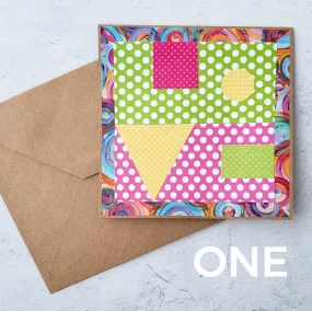 Collaged Geometric LOVE Cards [5.5" sq] by Pat K. Thomas