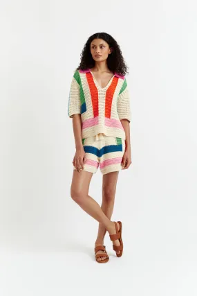 Cream Cotton Capri Shorts
