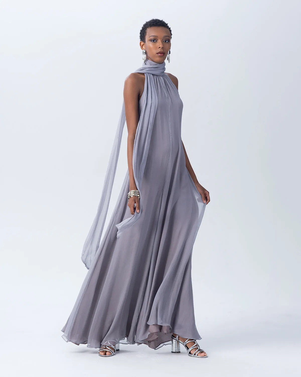 Crinkle Chiffon Palazzo Jumpsuit