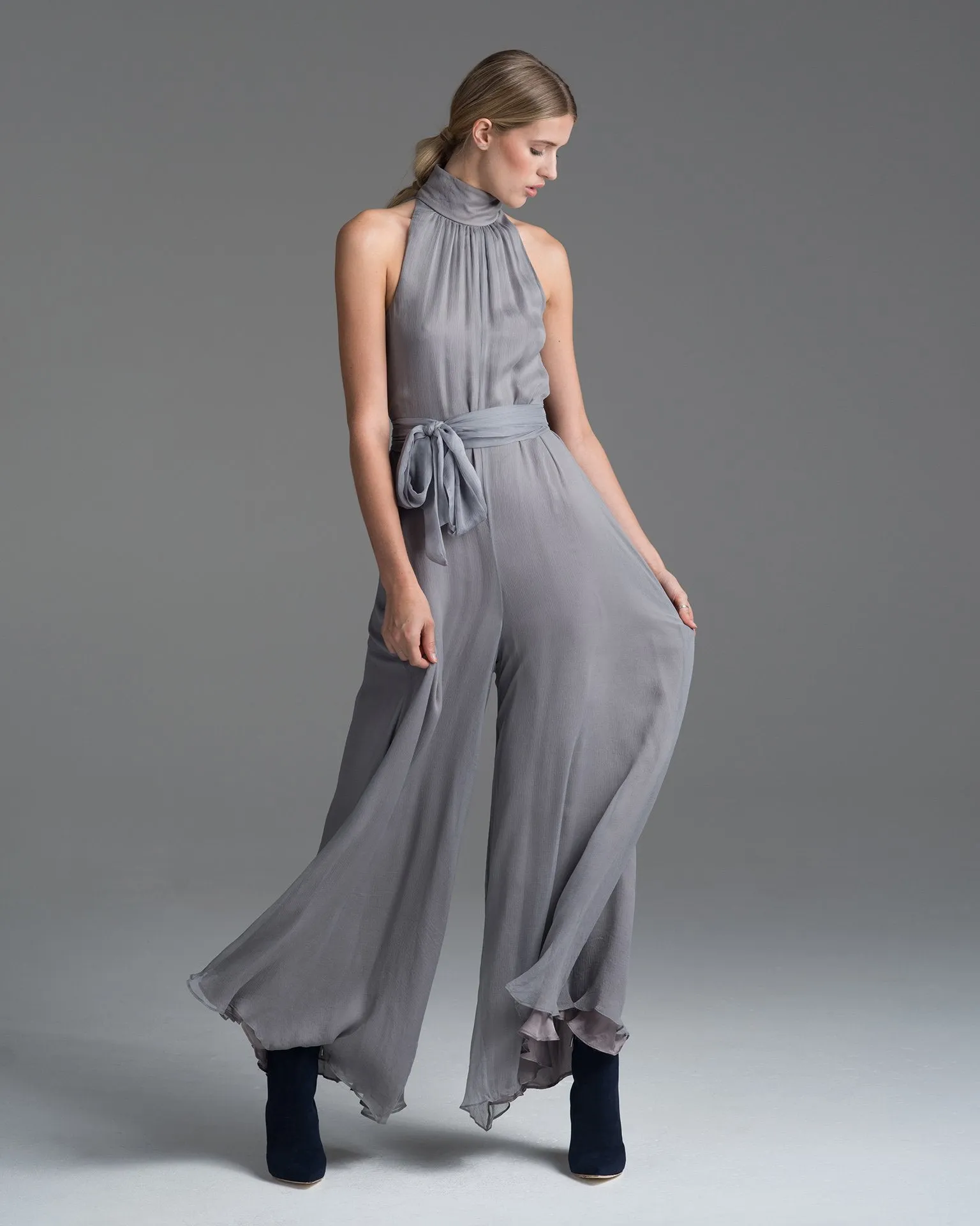 Crinkle Chiffon Palazzo Jumpsuit