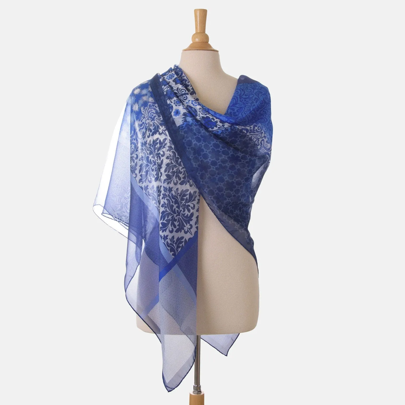 Dafne - Large Silk Scarf - Blue