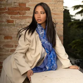 Dafne - Large Silk Scarf - Blue